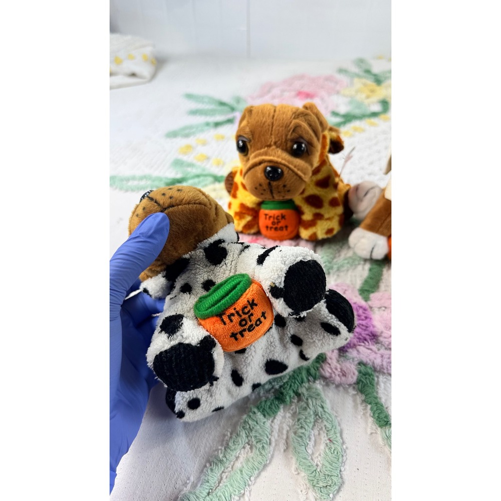 March of Dimes vtg Halloween Shar-Pei Plush Dog Set Dalmatian Giraffe Ghost Tige - Picture 4 of 13